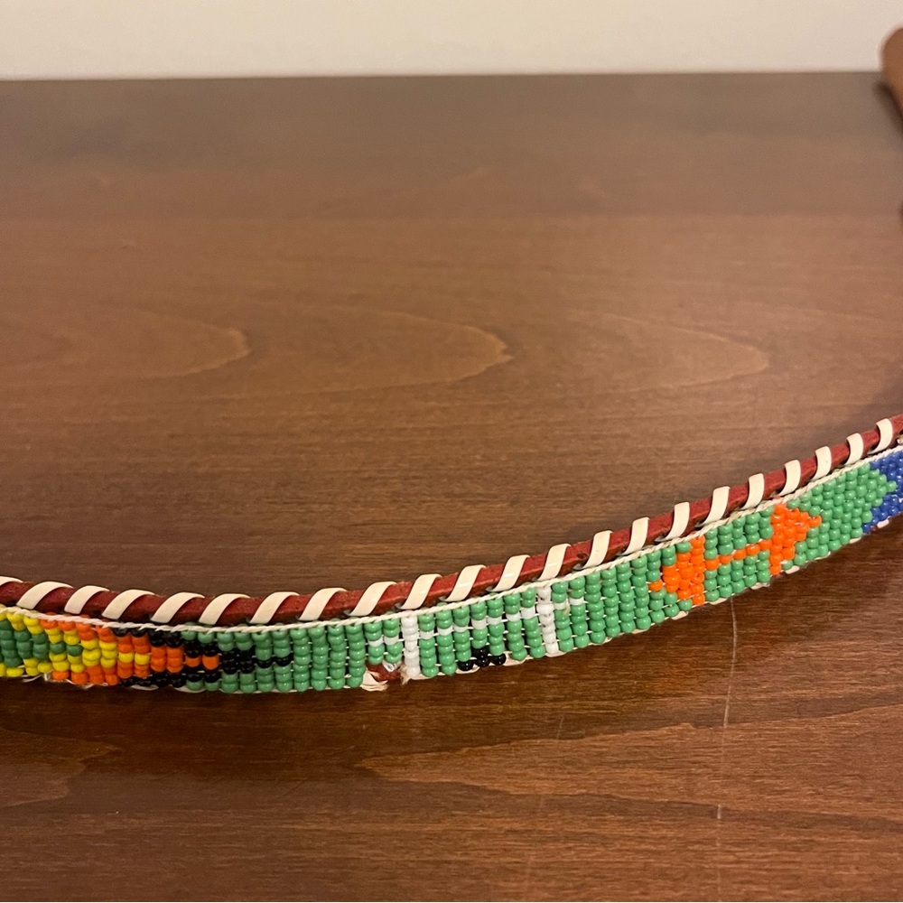 Vintage Alaska Leather Beaded Belt - Picture 5 of 9
